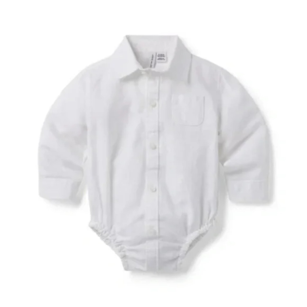 Janie and Jack White Baby Linen Bodysuit (0-3M)